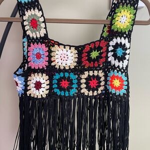 Colorful Crochet Fringe Top